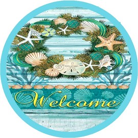 Beach Welcome Wreath Sign, Shells, Starfish, Paddles, Sea Bird, Beach House, Nature Animals, Wall hanging, Wreath Sign and Attachment.