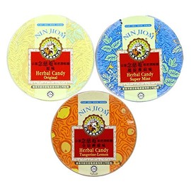 Nin Jiom Herbal Candy- 3 Tins (Mint, Original, Tangerine-Lemon)