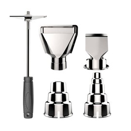 Anesty Heat Gun, Nozzle, Hot Gun Attachment, Hot Air Gun, Set of 5, Curved Nozzle, Flat Nozzle, Round Nozzle (Large), Round Nozzle (Small), Triangular Scraper, 1 Piece