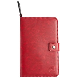 Handy Picks Golf Scorecard Holder n Yardage Book Cover - Divot Repair Tool, Ball Marker, Golf Tees, Scorer, Pencil n Scorecards Included - Gift for Golfers (Dark Red)