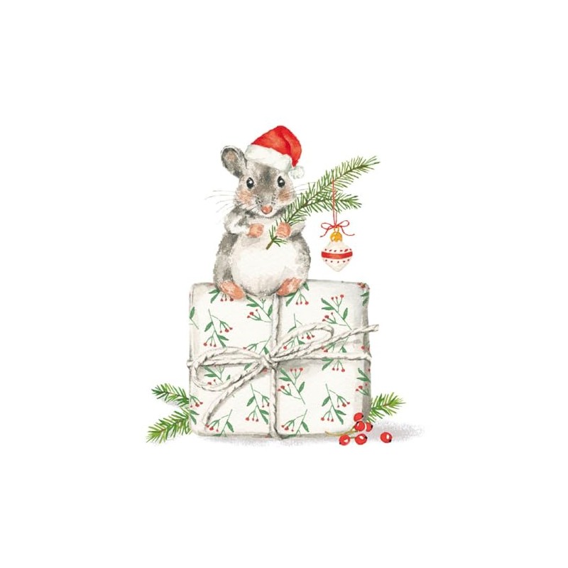 20 Napkins Christmas Mouse on Gift Animals Christmas Winter Table