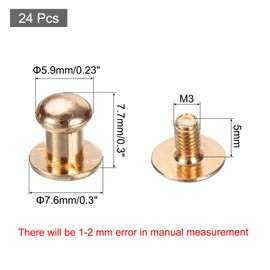 QUARKZMAN Pack of 24 Mini Drawer Knobs 5.9 mm x 7.6 mm Vintage Antique Furniture Knobs Round Drawer Handles with Screws Cabinet Door Knobs for Cupboards Drawer Jewellery Box Chest of Drawers Gold