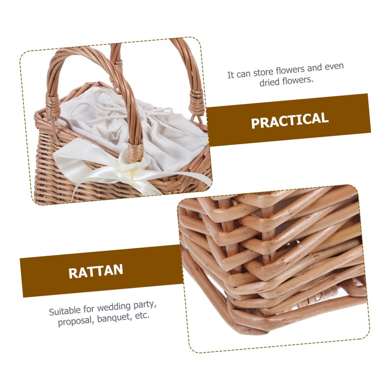 iplusmile 1Pc Woven Flower Basket Rattan Decorative Storage Container with
