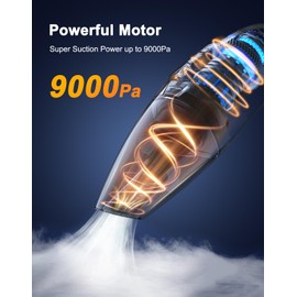 Otemly Handheld Vacuum Cordless Rechargeable 9KPA - [2H Fast Charging Dock] Portable Car Vacuum Cleaner High Power Suction with LED Light, 2 HEPA Filters, Dust Busters Wet Dry for Home/Car/Office/Pet