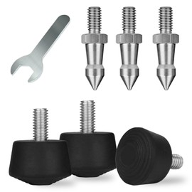 Rigych 6 Pcs Tripod Spike Feet 1/4-20 Thread Rubber Anti-Slip & Stainless Steel Spike Tripod Feet, Tripod Feet Replacement Parts