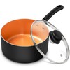 MICHELANGELO Nonstick Sauce Pan With Lid, 3QT Ceramic Saucepan, Copper
