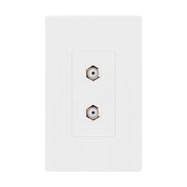 ENERLITES 2-Port Screwless Keystone Wall Plate with Nickel F-Type Coupler Bulkhead Audio/Video Connector, Female, Standard Size 1-Gang 4.69" x 2.93", SI8872FNK2-W, White