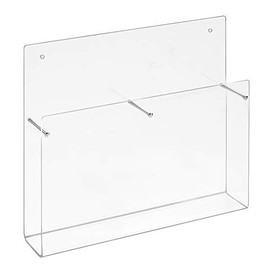 DIN Lang Wandprospekthalter mit 2 Fächern nebeneinander, aus Acrylglas - Zeigis® / Wandhalter/Dokumentenhalter/Zeitschriftenhalter/Broschürenhalter/Transparent