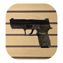 Hammy3DPrints Mount for Sig P250 - Slatwall | Pistol Holder Handgun Storage Rack (Facing Left, Dakota with Metal Track Insert)