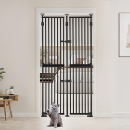 unipaws 75" High Extra Tall Cat Gate, Upgrade 3 Support Pillars-Stable Increase, Auto Closing and No Drilling Cat Dog Proof Safety Gate for Doorway, Stairs, Fit for 35"-38" Wide Opening, Black