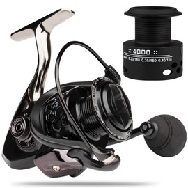 HPLIFE Fishing Reel, Saltwater Spinning Reels with Spare Graphite Spool Full Metal Body 14+1 BB Ultra Smooth Powerful 39.5LB Max Drag, 5.5:1 Gear Ratio Stainless Steel Reel for Gifts
