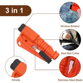 The Original Emergency Keychain Car Escape Tool, 3 in 1 Seat Belt Cutter and Window Breaker Emergency Glass Breaker, Belt Cutter, Emergency Whistle, Compact Emergency Hammer (Pack of 5), Yellow,