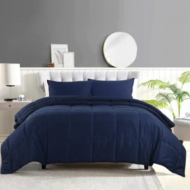 HOMBYS Oversized King Comforter 120x120, Lightweight Quilted Down Alternative Duvet Insert for All Season,Navy Blue,8 Corner Tabs