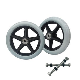 2 Pack Wheelchair Wheel - Environmentally Friendly PU material,6 Inch Solid Tire,Wear-Resistant,Anti-Slip,Universal Wheelchairs, Walker and Various Cart Replacement Wheel Accessories，Grey