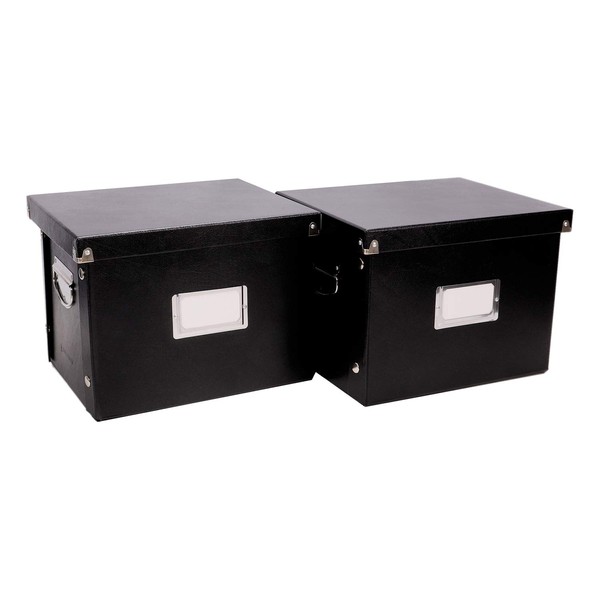 Snap-N-Store File Storage Box & Organizer - Pack of 2-13.25 x 10.75 x 9.875 Inch Letter Size Portable File Boxes with Lids for Documents - Back to School Supplies for College Students - Black