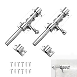 2PCS 5 Inch Door Lock Bolt Door Bolt Gate Bolts for Wooden Gates Stainless Steel Door Latch Heavy Duty Door Bolt Latch,Barrel Sliding Lock Security Lock Latch for Bathroom,Bedroom,Garden Doors