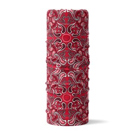 Ruffnek CLASSIC RED & BLACK PAISLEY BANDANA MULTI SCARF Multifunctional Neck warmer Motorbike mask - Men, Women & children