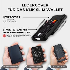 PURISTO KLIK Slim Wallet Add Ons Leather Cover, black, Without coin compartment