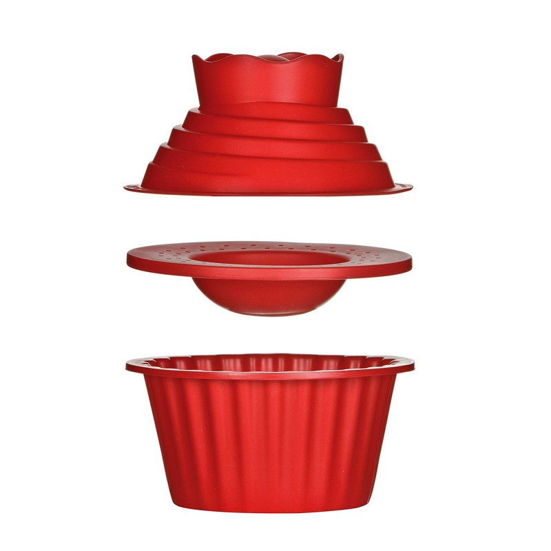 Premier Housewares Giant Cupcake Mould, 3-Pieces - Red, H18 x