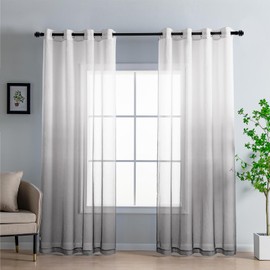 DWCN Gradient Voile Curtain Grey Net Curtains for Windows Sheer Curtains for Living Room Eyelet Curtains 55 x 84 Inch(Width x Length), 2 Panels