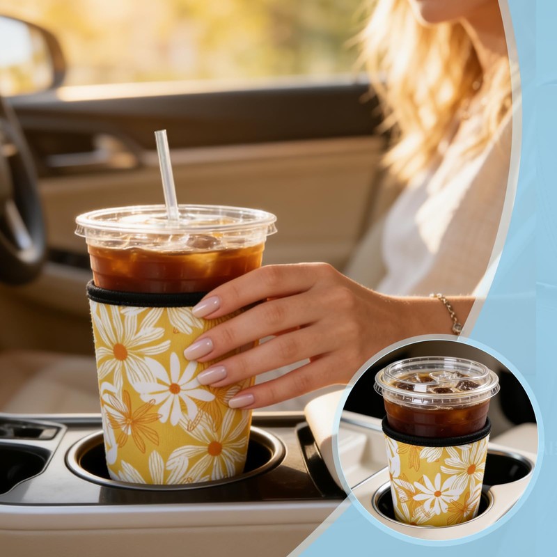 Cobetech Iced Coffee Sleeve Reusable, 3 Pack Neoprene Coffee Cup