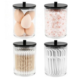 WKETYENR 4PCS Cotton Pad Holder, Reusabe 10oz Acrylic Qtip Holder Dispenser