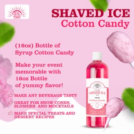 Under the Sun Products- 16oz Bottle of Snow Cone Syrup (16 Fl Oz (Pack of 1), Cotton Candy)