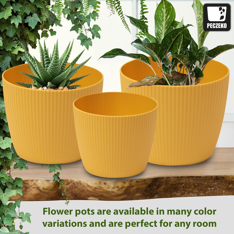 PECZEKO Matte Flower Pot, Plastic Planter, Decorative Pot for Large