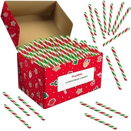 48-Pack Christmas Red White & Green Candy Cane Sticks Suckers, Old-Fashioned Multicolored Mixed-Fruit Flavor, Individually Wrapped, 5.5" Inch, 48 Pieces.