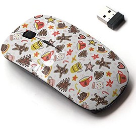 2.4G Wireless Mouse with Cute Pattern Design for All Laptops and Desktops with Nano Receiver - Cartoon Handdrawn Collection Traditional
