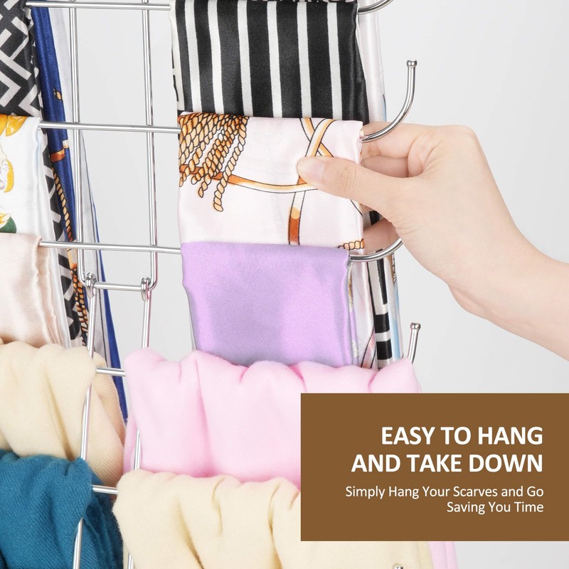 ZEDODIER Scarf Organizer Scarf Hanger for Closet, 2 Pack Rotatable