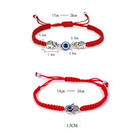 GeorgeX Paquete de Dos Pulseras Trenzadas Rojas Pulsera de Protección de La Suerte Pulsera de Ojo Turco Ajustable