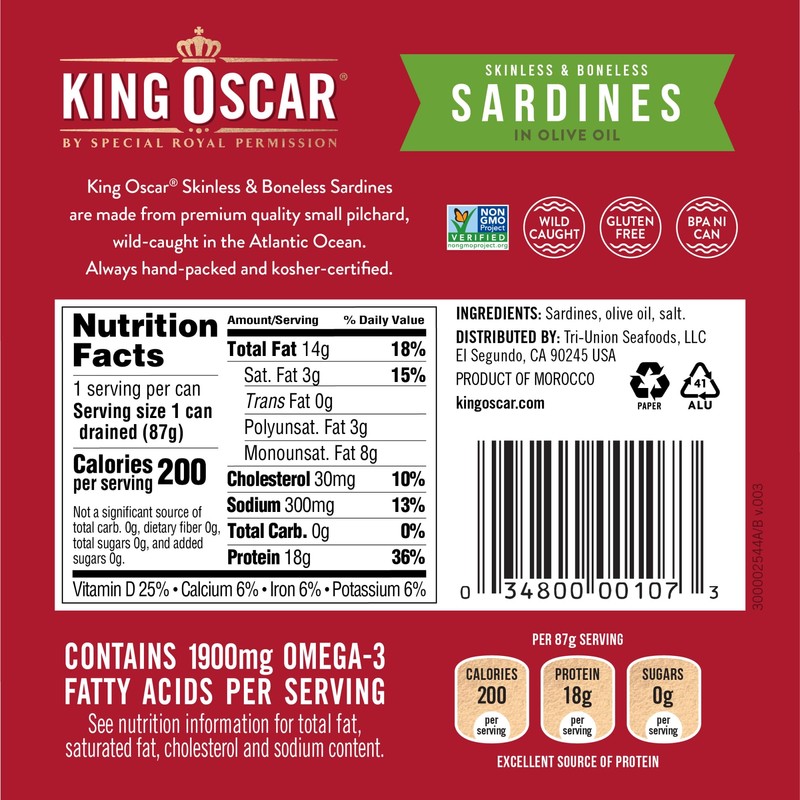 King Oscar Sardines in Olive Oil, 4.38 Ounce Cans (Pack