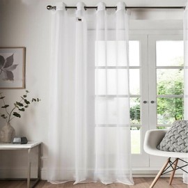 Roseley Eyelet Voile Curtain 1 Panel Mesh Light Living Room Patio Door Drape Nursery Sheer Organza Net Curtain Semi Transparent [White, W:58'' x D:54'']