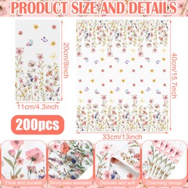 Jetec 200 Pcs Floral Disposable Hand Towels for Bathroom Spring Guest Napkins 2 Ply Flowers Bathroom Guest Towels for Birthday Holiday Tea Dinner Party