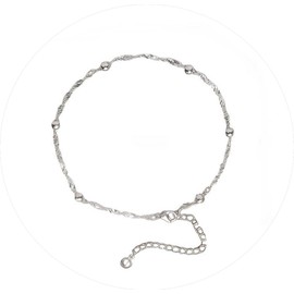 Sliver Waterproof Anklet Bracelets for Women Trendy, Heart Charm Dainty Double-deck Broken Silver Anklet Non Tarnish Summer Beach Jewelry Gift for Women (water ripple)