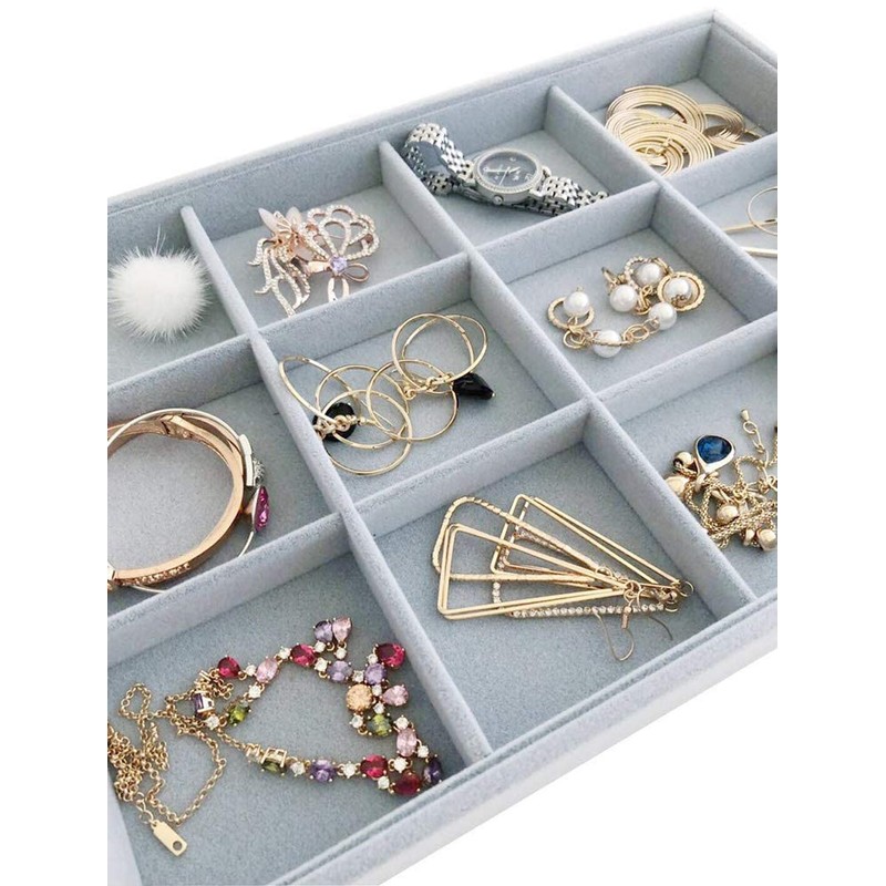 Svea Display Velvet Grey Jewelry Trays Premium Grade Drawer Insert