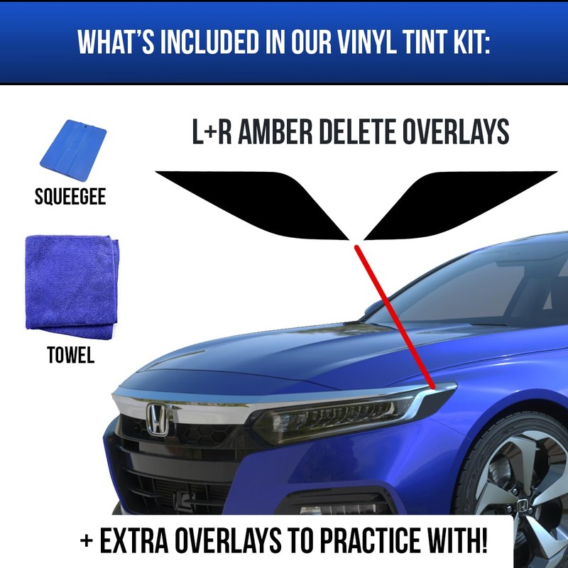 Amber Delete Headlight Tint Compatible with 2018-2022 Honda Accord