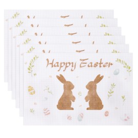 Banchif Easter Placemats Washable Set of 6, Easter Eggs with Flowers Cartoon Rabbit Table Decoration Easter Spring Banquet Placemats Holiday Party Decor Placemats Seasonal Place Mats Easter Place Mats