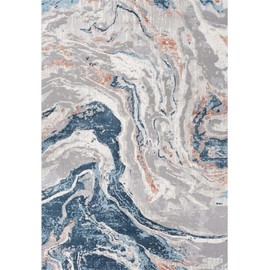 YUIlili 8x10 Washable Rug for Living Room Modern Area Rug Low Pile Soft Abstract Rugs Large Blue and White Rugs with Non-Slip No Shedding Coastal Carpets for Bedroom, Dining Room