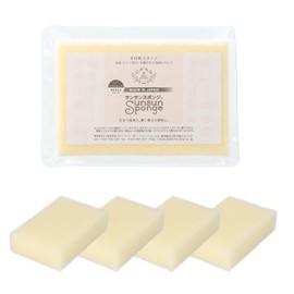 Sunsun Sponge, Vanilla, White, 4-Pack, Long Lasting, Foam Draining, Kitchen and Bath, Made in Japan