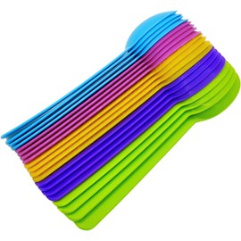 Carytalee 50 PC Mixed Disposable Plastic Spoons Tea Dessert Ice Cream Spoons for Weddings Party Supplies