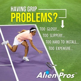 Alien Pros Tennis Racket Grip Tape (12 Grips) - Precut and Dry Feel Tennis Grip - Tennis Overgrip Grip Tape Tennis Racket - Wrap Your Racquet for High Performance (12 Grips, Black)
