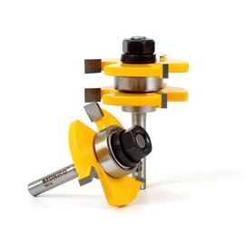 YONICO Tongue and Groove Router Bits Set Up to 3/4-Inch Stock 1/2" Cutting Depth 2 Bit Set 1/4-Inch Shank for Edge-to-Edge Hardwood Flooring, Paneling, Cabinet Door, Plywood Sheathing 15221q
