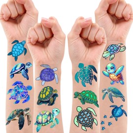 Sea Turtle Temporary Tattoos 10 Sheets 100PCS Ocean Party Decorations Supplies Favors Under Sea Theme Birthday Cute Stickers Christmas Gifts for Boys Girls Class School Prizes Carnival