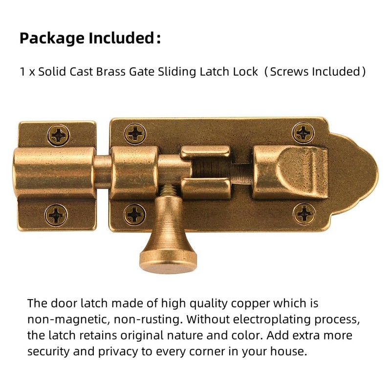 Runningfish Antique Barrel Bolt Buckle Heavy Duty,Solid Brass Thickened Door