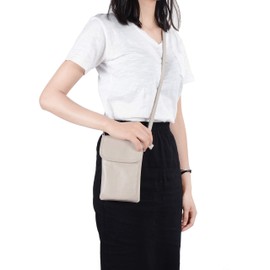 befen Genuine Leather Phone Bag, Real Leather Phone Purse Wallet, Small Cell Phone Crossbody Bag for Women with Long Strap and Key Ring - Fit 8 Plus or Phone Less 6.5 Inch