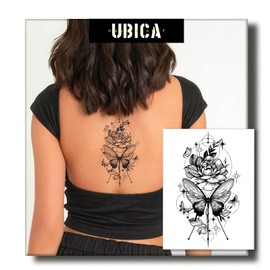 UBICA Tattoo,Semi-permanent Tattoos,2 Sheets Fake Tattoo,Realistic Tattoos Non-Reflective,Waterproof For 1-2 Weeks,Fantasy Flower Butterfly Tattoo Sticker 4.7x7.5in