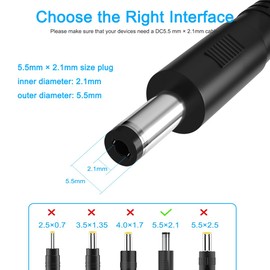 SCOVEE USB to DC Power Cable 3FT, USB 2.0 A Type Male to DC 5.5 mm x 2.1 mm DC Plug Connector,5.5mm 2.1mm 5V USB Charger Cord Power Adapter Charging Wire 1M
