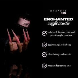 MakarttPro Acrylic Powder - 56g/2oz, Set of 8 Colors for Nail Extension | Professional Acrylic Nail Cover Powder for Private Nail Technicians, Enchanted Collection - 8 x 56g Combo Pack